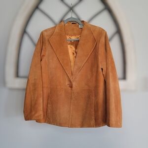 Vintage LAURA ASHLEY Burnt Orange Suede Lightweight Jacket/blazer Sz M